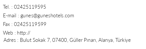 Gunes House Hotel telefon numaralar, faks, e-mail, posta adresi ve iletiim bilgileri